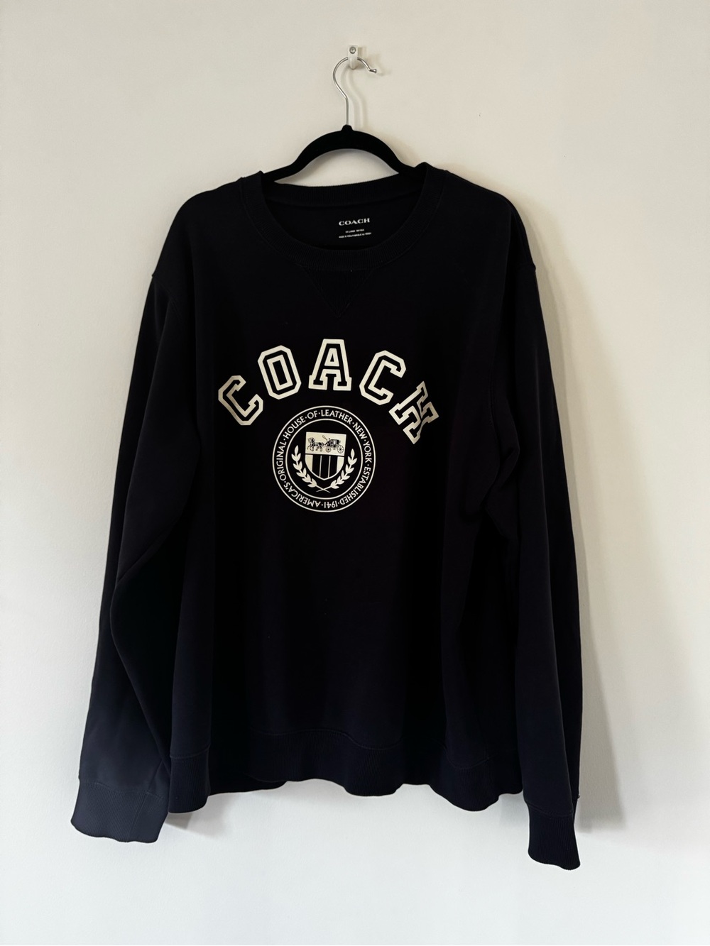 Coach Black Crewneck with White Crest Logo